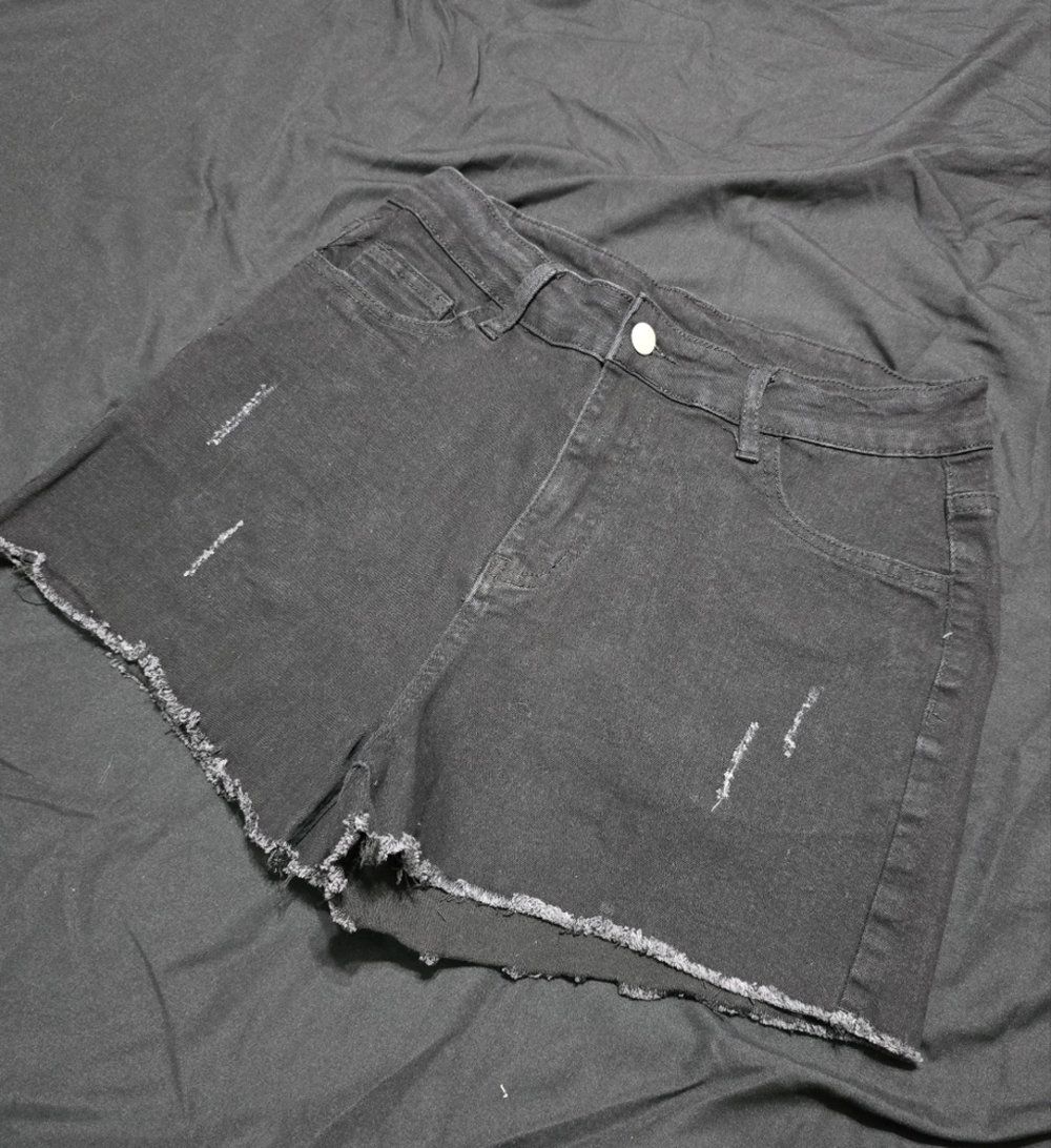 Black Denim Shorts, Medium